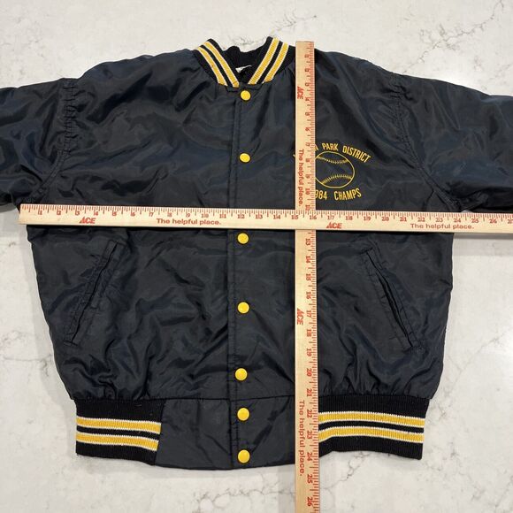 West Wind Large Vintage Nylon Stripe Collar Snap Bomber Jacket 80s Champs USA - Picture 9 of 14